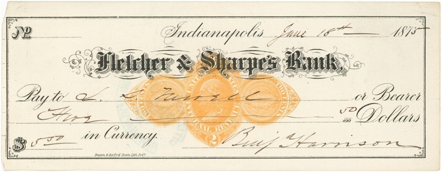 1875 Benjamin Harrison Signed Check (Beckett)